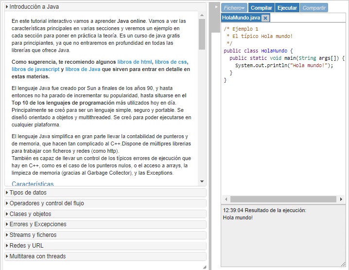ide java gratis interactivo online