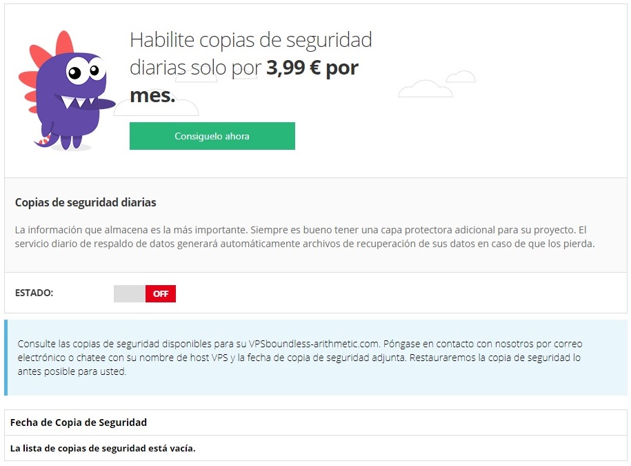 hostinger vps panel copias de seguridad