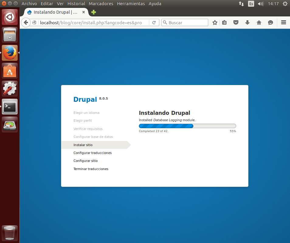 instalar drupal barra progreso