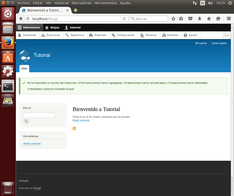 instalar drupal configurar fin