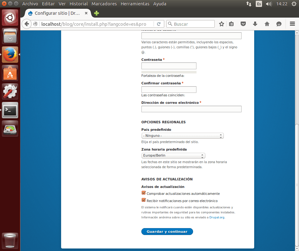 instalar drupal configurar sitio 2
