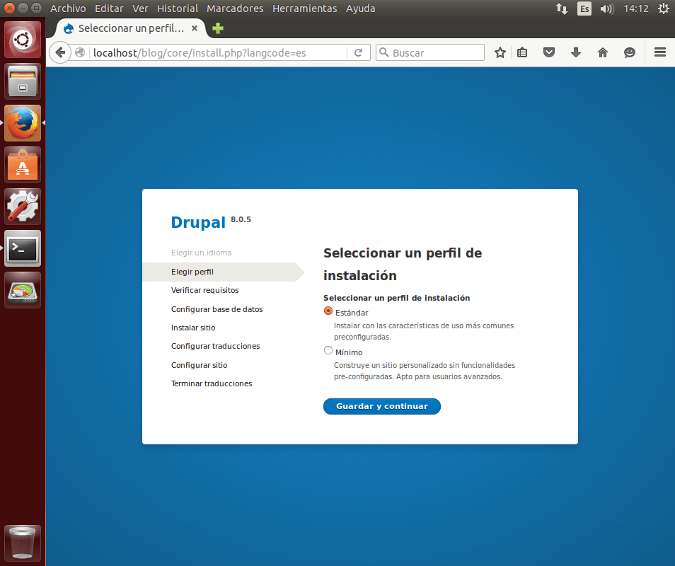 instalar drupal perfil