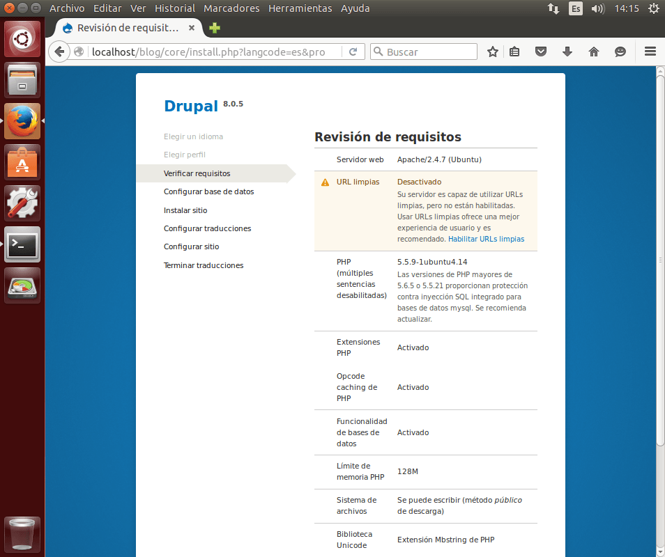 instalar drupal requsitos
