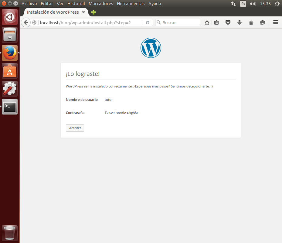 wordpress instalado