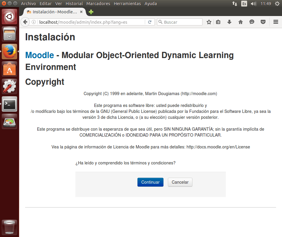 instalar moodle condiciones