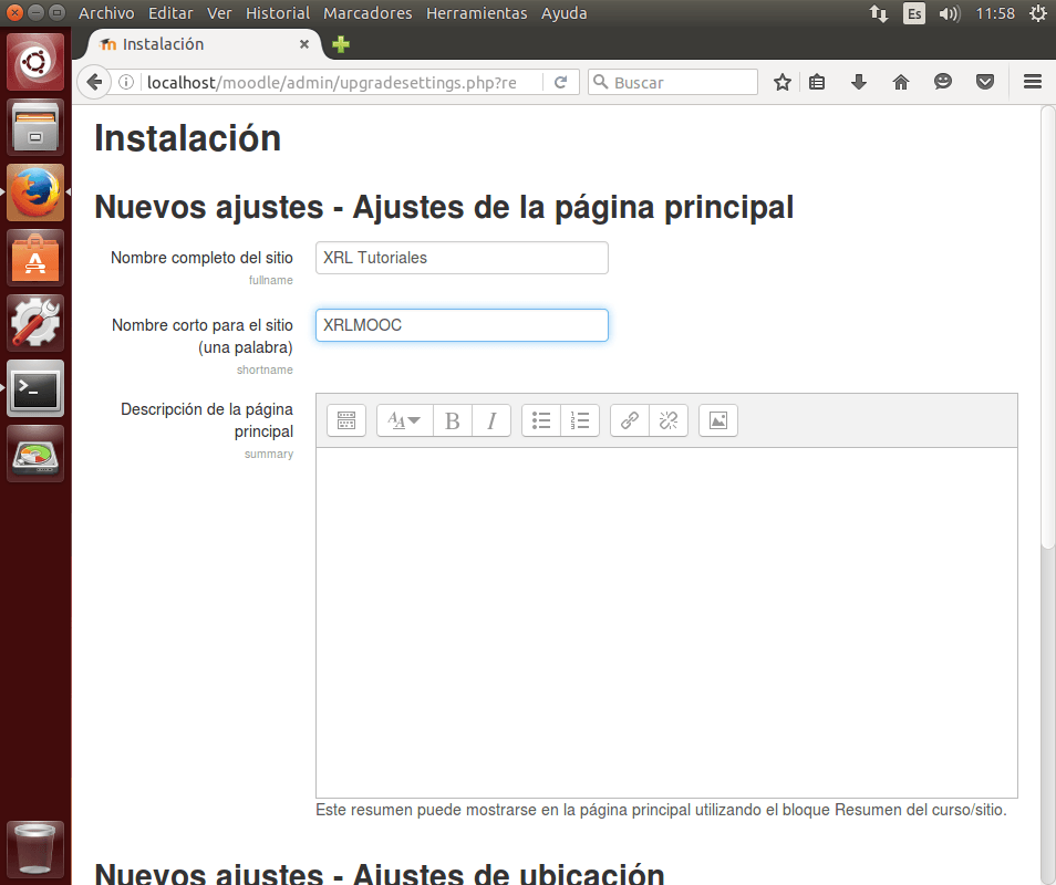 instalar moodle config sitio