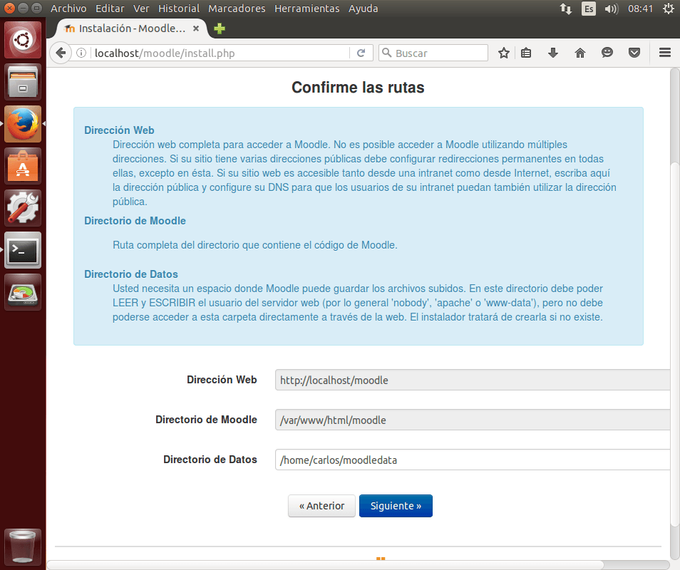 instalar moodle dirs