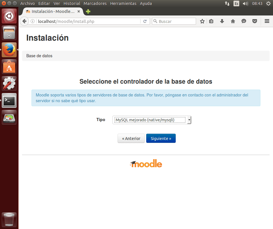 instalar moodle driverbd