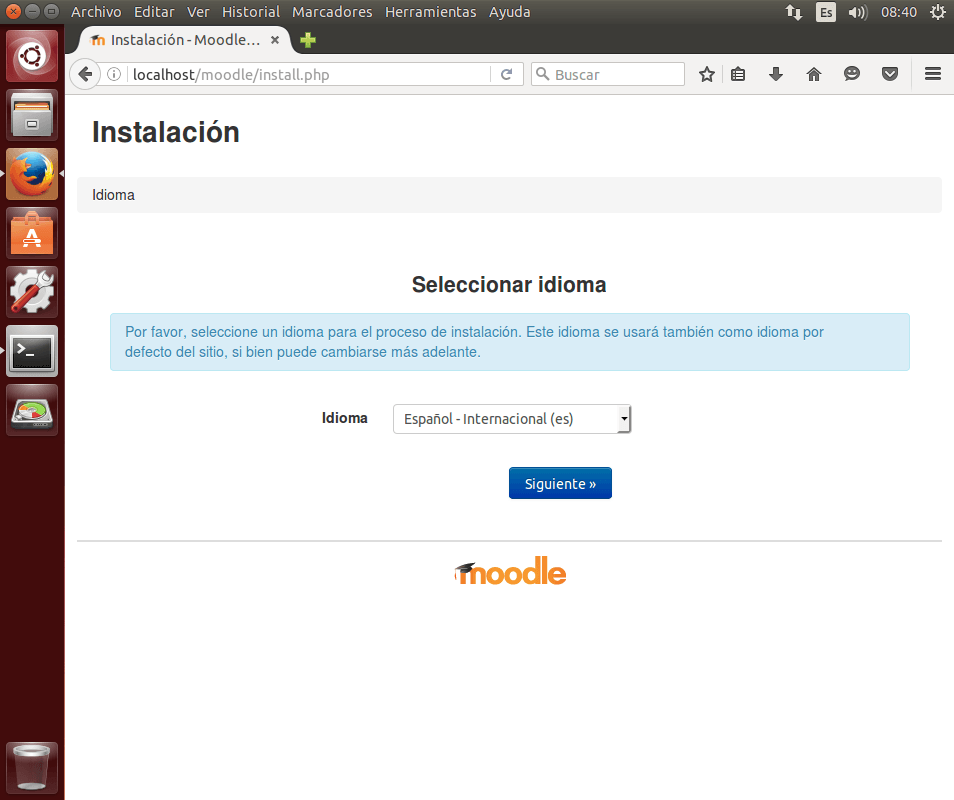 instalar moodle idioma