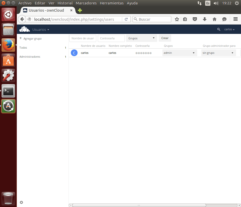 owncloud crear usuario