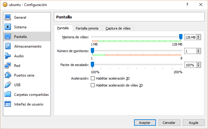 virtualbox configuracion pantalla